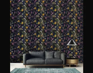 Lemons and birds wallpaper by Adriani and Rossi.