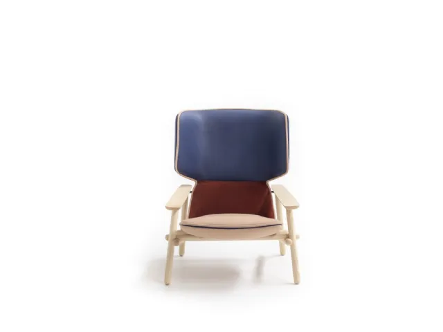 Leather and fabric armchair Lilo Wing by Moroso.