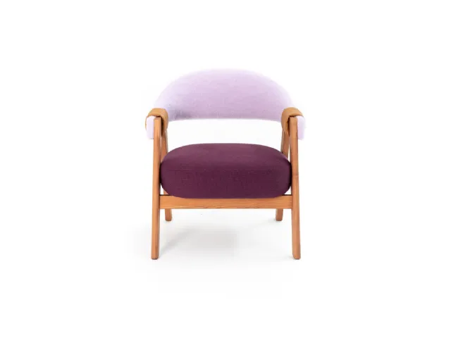 Mathilda padded armchair in fabric and wood by Moroso.