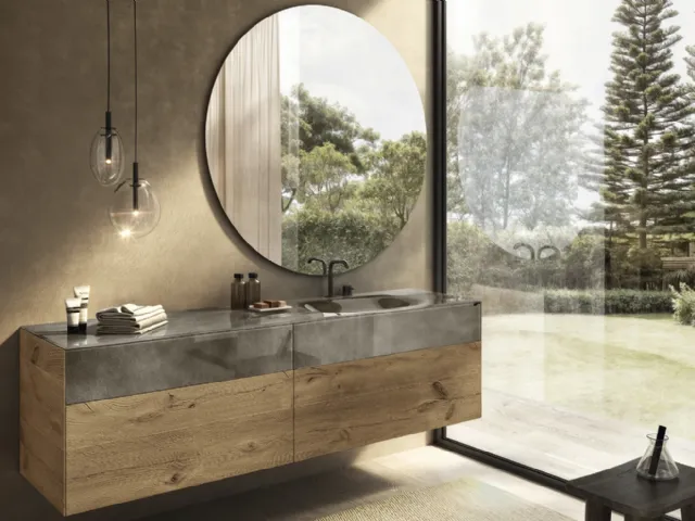 Wood and glass bathroom mobile 36e8 Project 2838 by Lago.