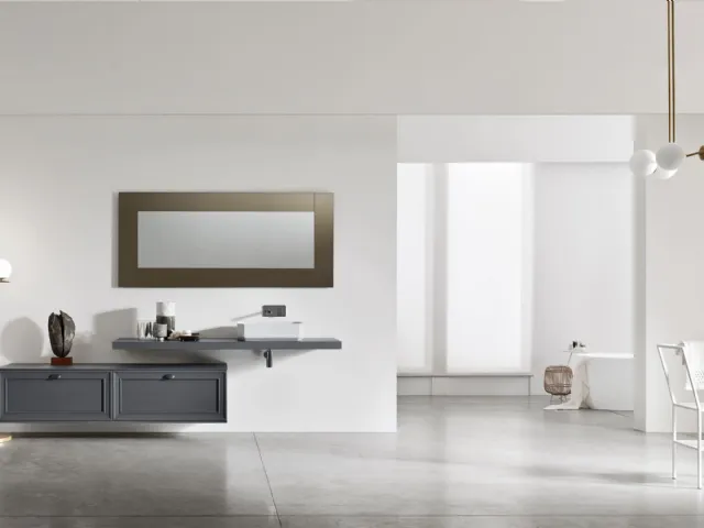 Suspended Bathroom Vanity Unit Opera 06 in Shadow Grey Ash by Arcom.