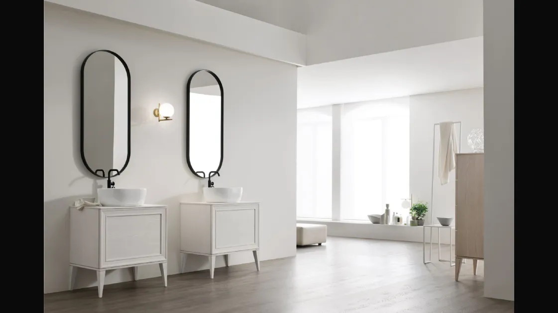 Floor-standing bathroom mobile Opera 08 in white ash from Arcom