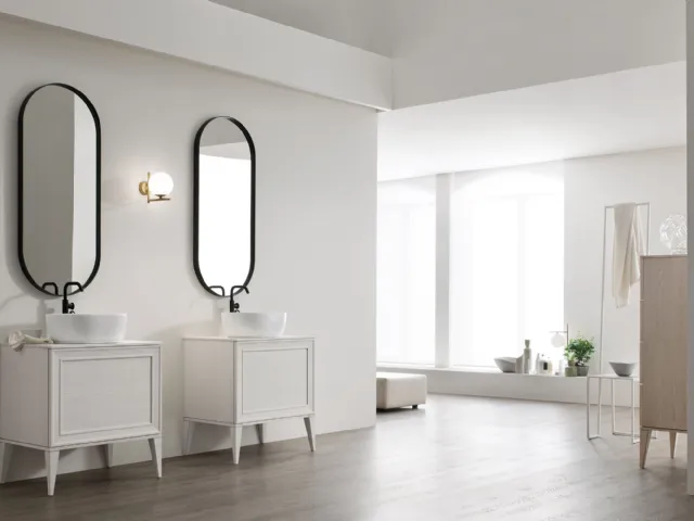 Floor-standing bathroom mobile Opera 08 in white ash from Arcom