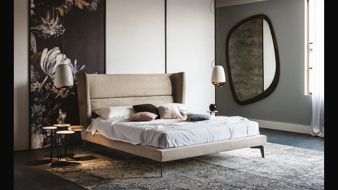 Double bed with Ludovic headboard by Cattelan Italia.