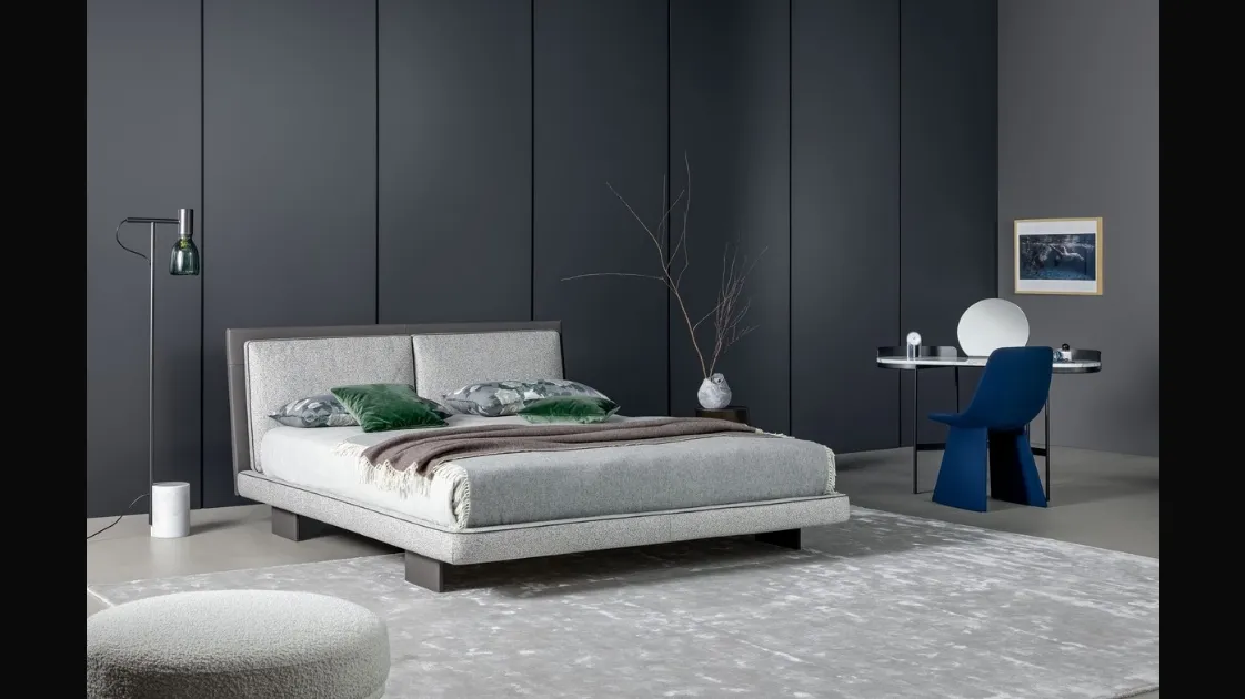 Bonaldo's Tara double bed in fabric and leather.