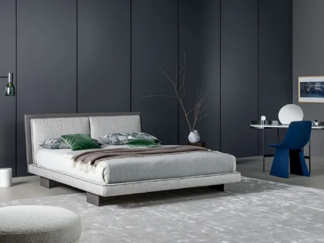 Bonaldo's Tara double bed in fabric and leather.