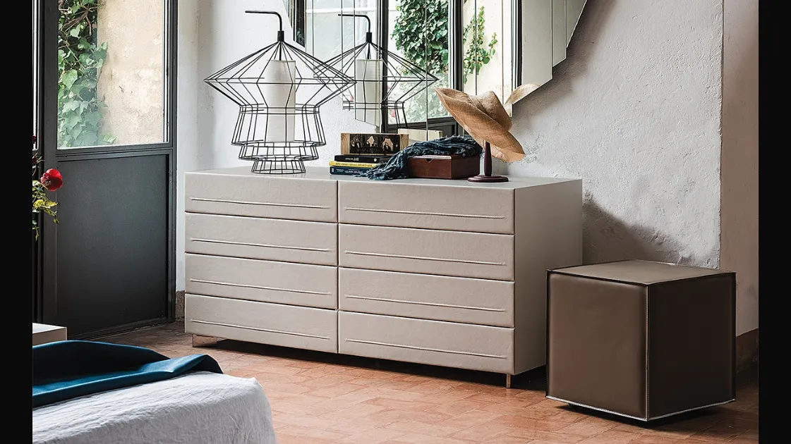 Cattelan Italia's wooden dresser covered in leather, called Dyno.