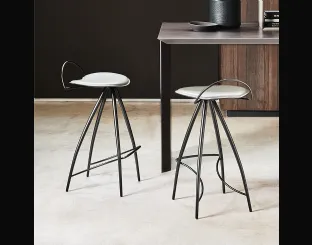 Steel stool with Coco leather seat by Cattelan Italia.