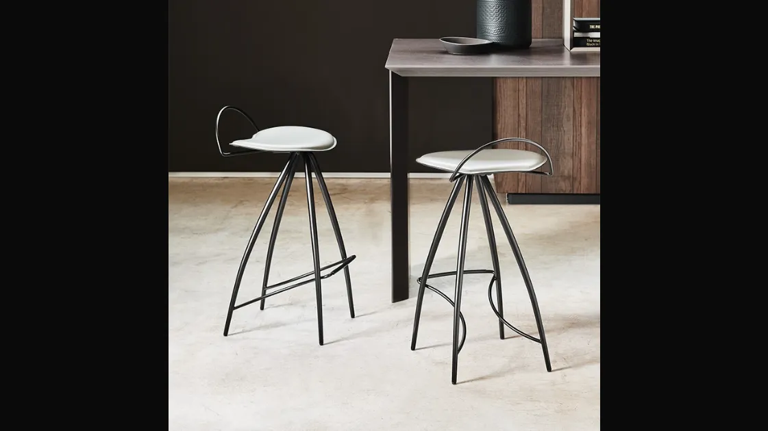 Steel stool with Coco leather seat by Cattelan Italia.