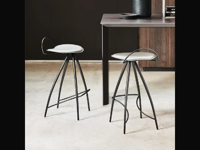 Steel stool with Coco leather seat by Cattelan Italia.