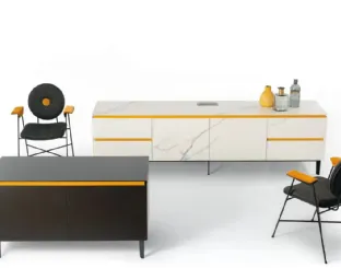 Cosmopolitan sideboard in lacquered finish and SuperMarmo by Bont