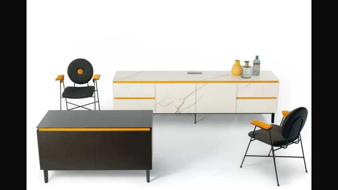 Cosmopolitan sideboard in lacquered finish and SuperMarmo by Bont