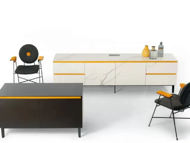 Cosmopolitan sideboard in lacquered finish and SuperMarmo by Bont