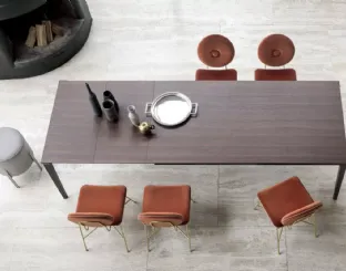 Extendable Echo IN table with melamine wood effect top by Bontempi.