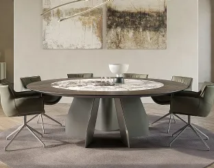 Table with wooden and ceramic top Senator Ker-Wood Round by Cattelan Italia.