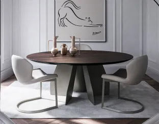 Table with wooden top Senator Round by Cattelan Italia