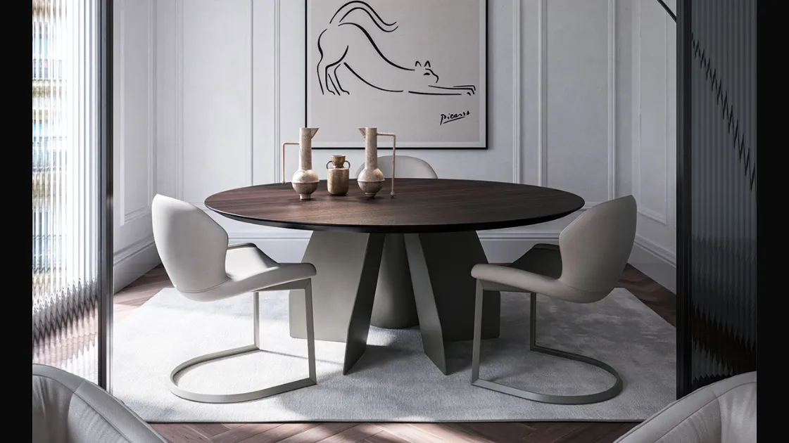 Table with wooden top Senator Round by Cattelan Italia