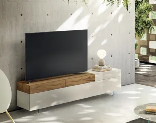 Mobile TV cabinet 36e8 2657 in glossy glass and wood by Lago