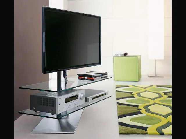 Mobile TV stand Vision in glass and steel by Cattelan Italia.