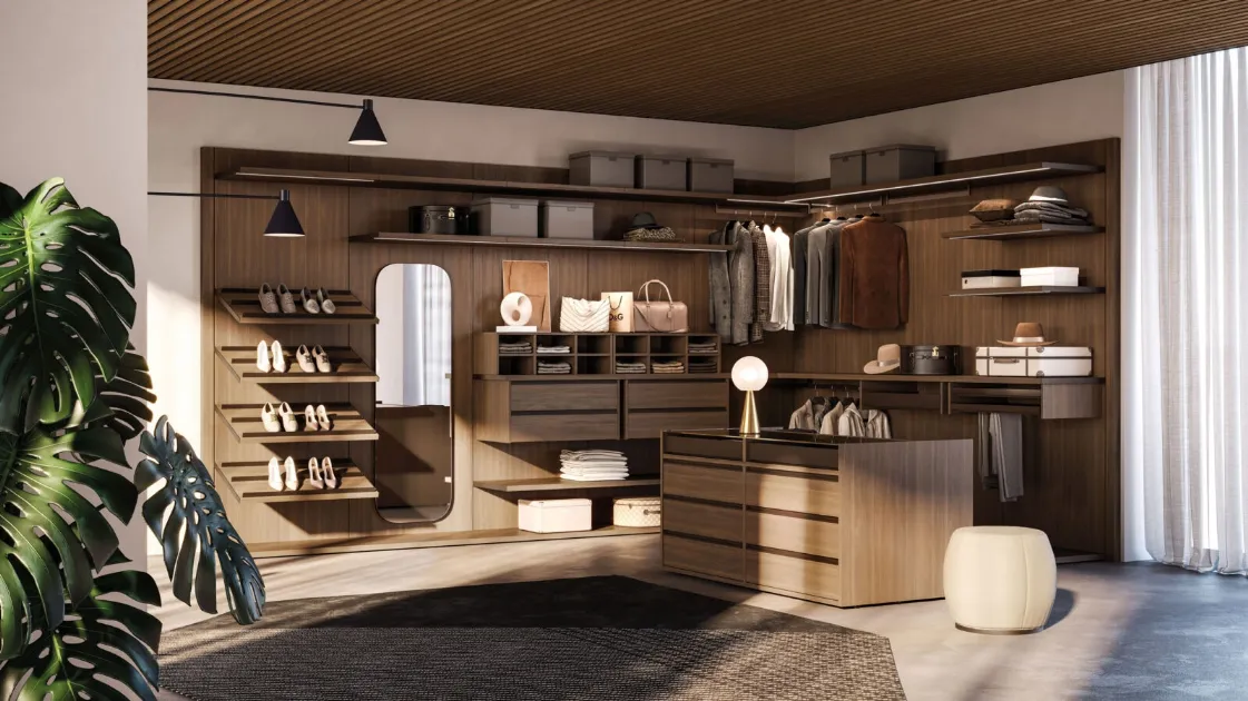 Walk-in Closet Scenario 02 in Rovere Rigato di Orme decor