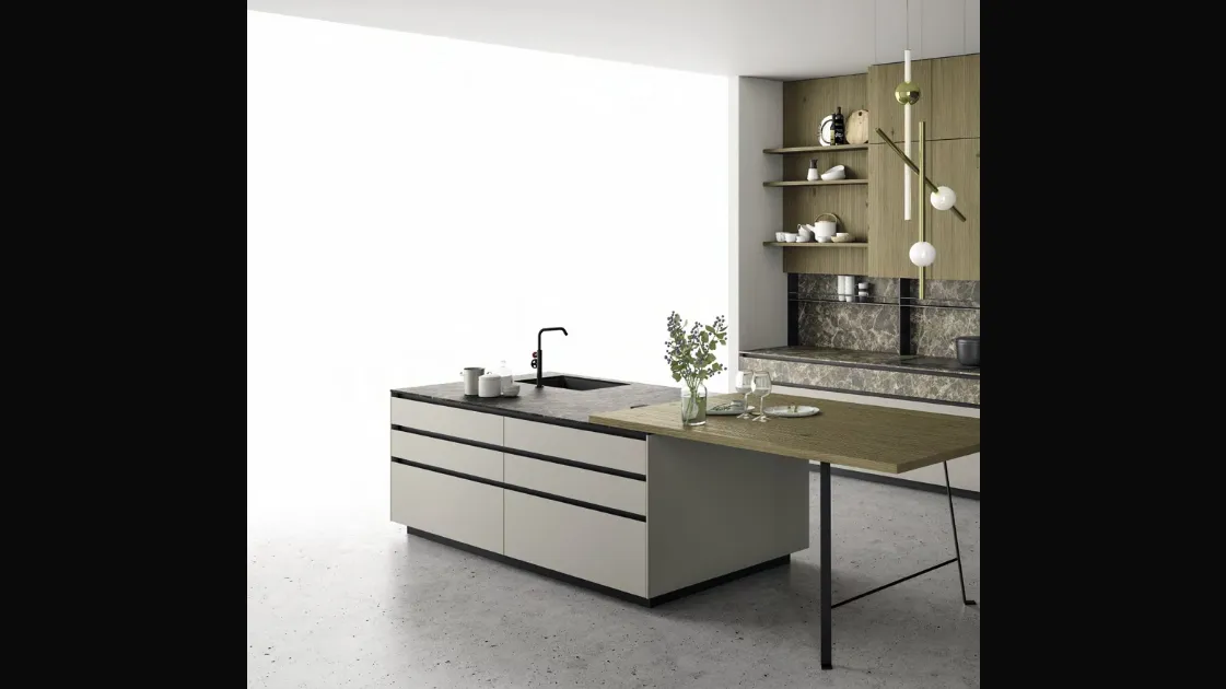 Kitchen Design with Aspen Island composition 6 by Doimo Cucine.