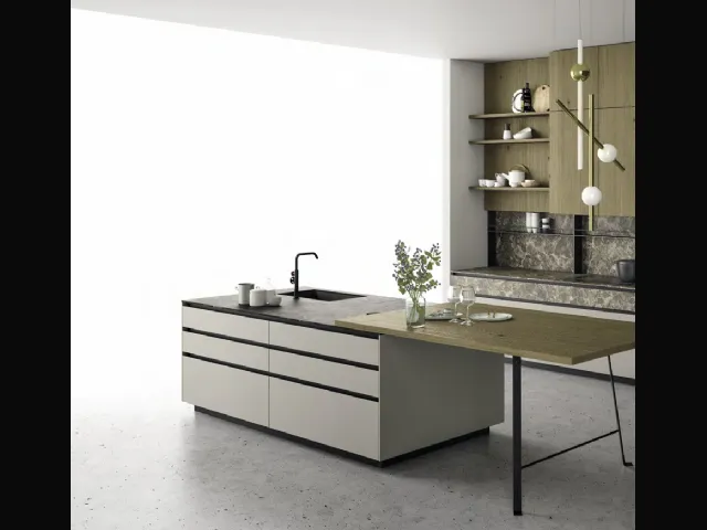 Kitchen Design with Aspen Island composition 6 by Doimo Cucine.