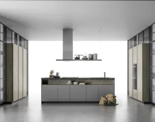 Aspen Knotted Oak and Grey Glass Kitchen Design by Doimo Cucine.