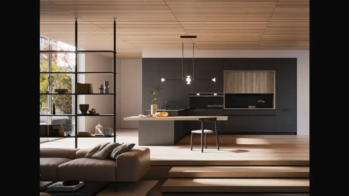 Doimo Cucine D23 Carbon lacquered Kitchen Design.