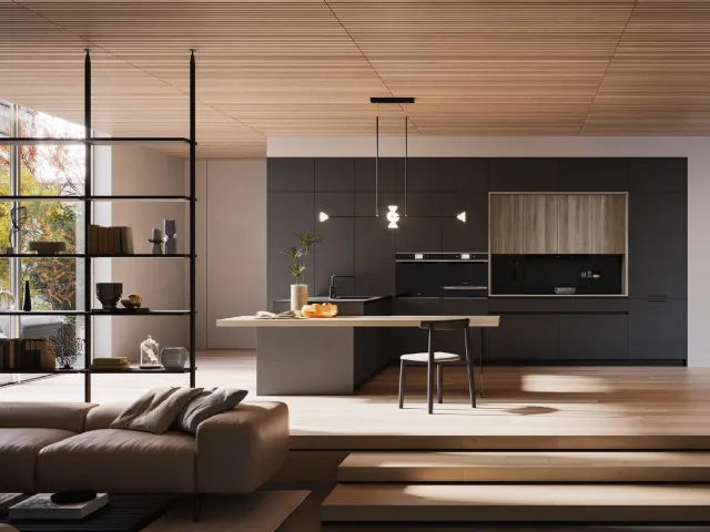 Doimo Cucine D23 Carbon lacquered Kitchen Design.