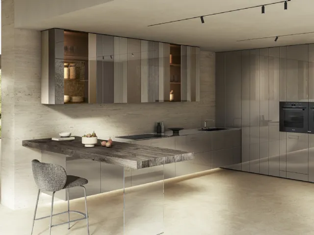 Kitchen design with peninsula NOW Project 2829 by Lago.