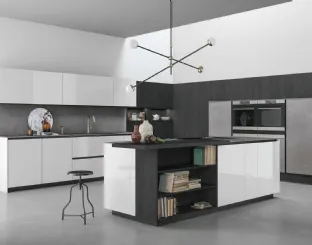 Modern Aspen Kitchen in lacquered white glass by Doimo Cucine.