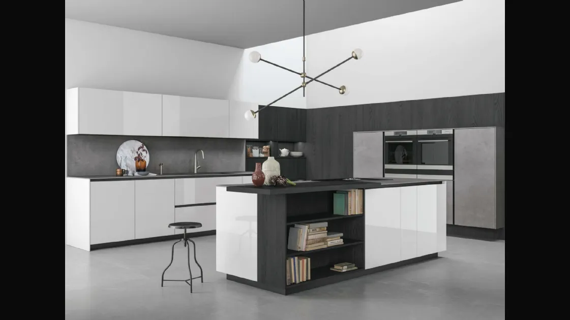 Modern Aspen Kitchen in lacquered white glass by Doimo Cucine.