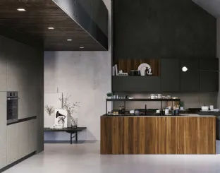 Modern Kitchen D23 Walnut and Basalt by Doimo Cucine