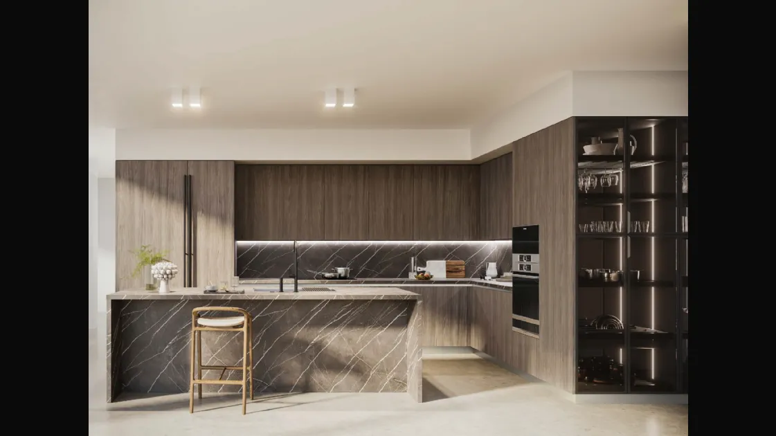 Modern Kitchen D23 Gray Elm by Doimo Cucine